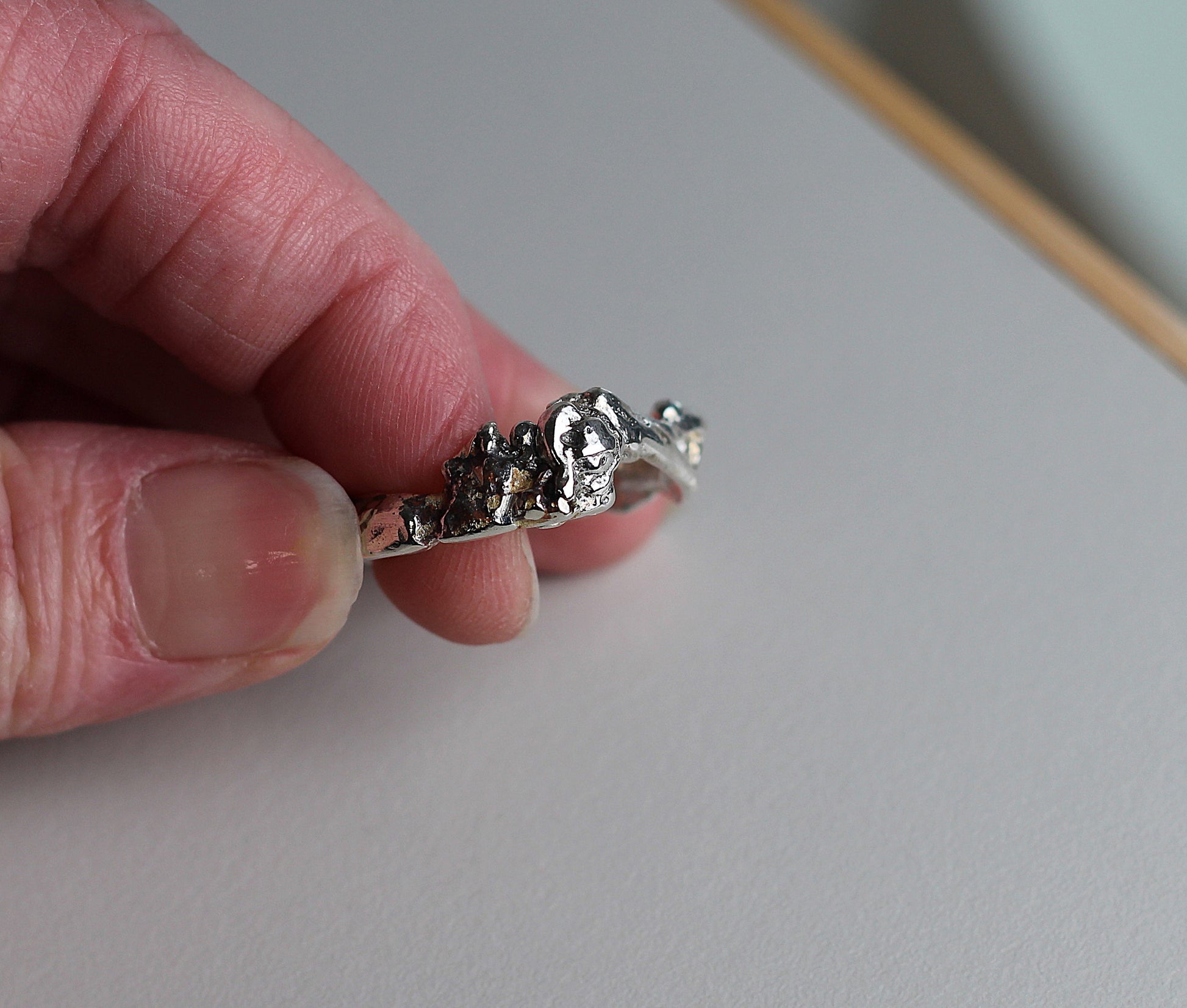 Herrenring geschmolzenes Silber