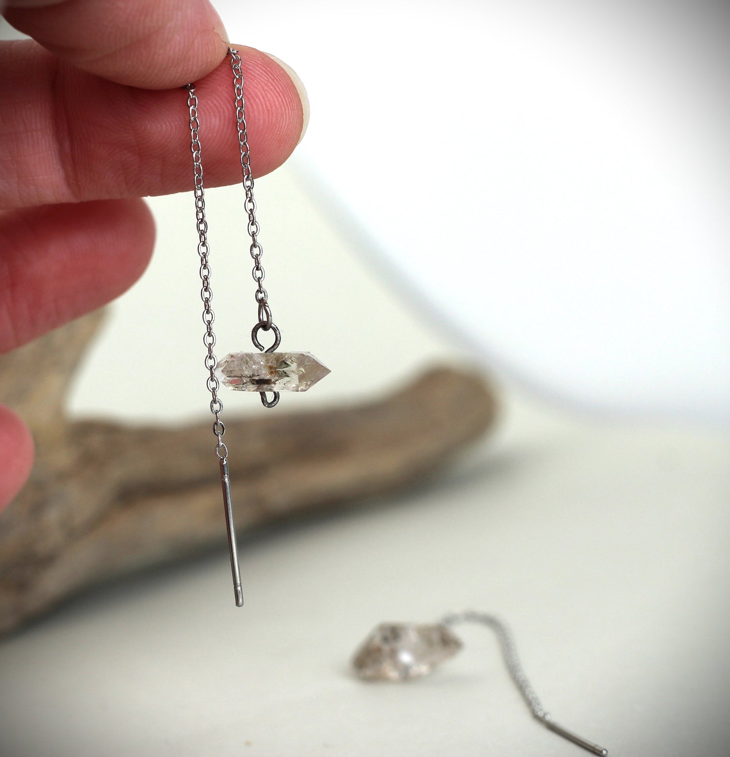 Petroleumquarz Ohrring Threader Alpenschmuck
