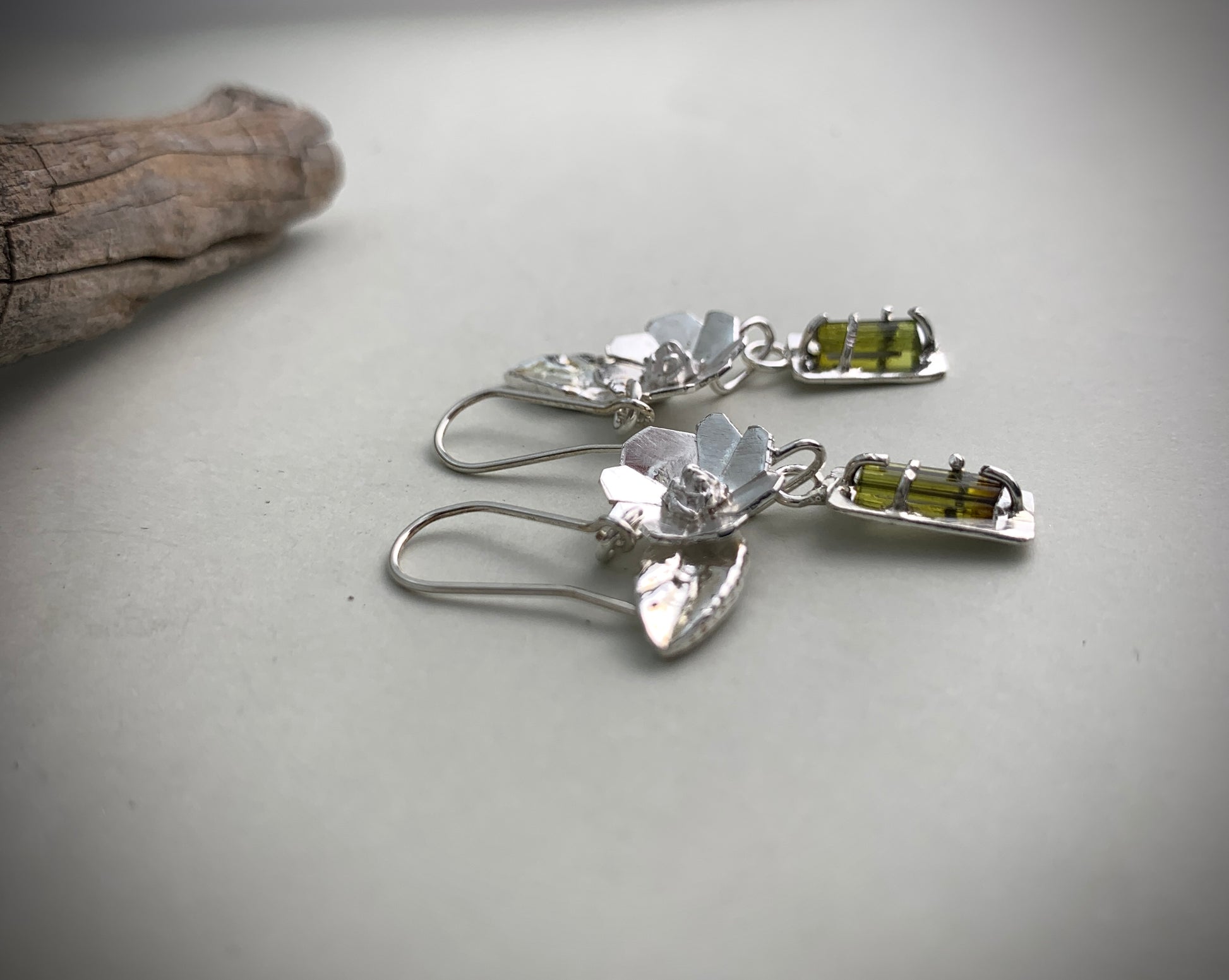 Silber Ohrringe Floralschmuck Turmalinohrhänger
