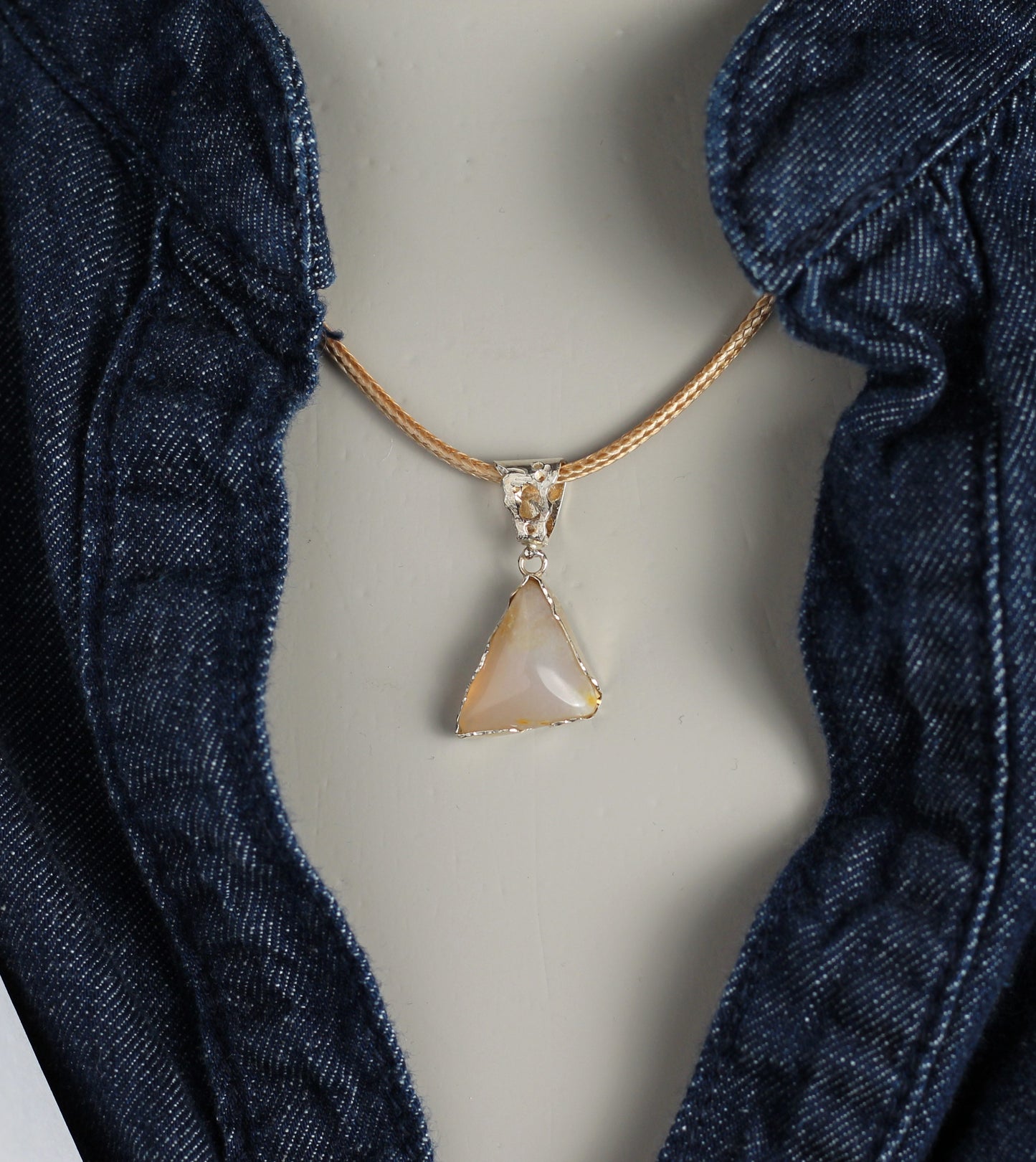 Silber Halskette mit handgeschliffenem Achat